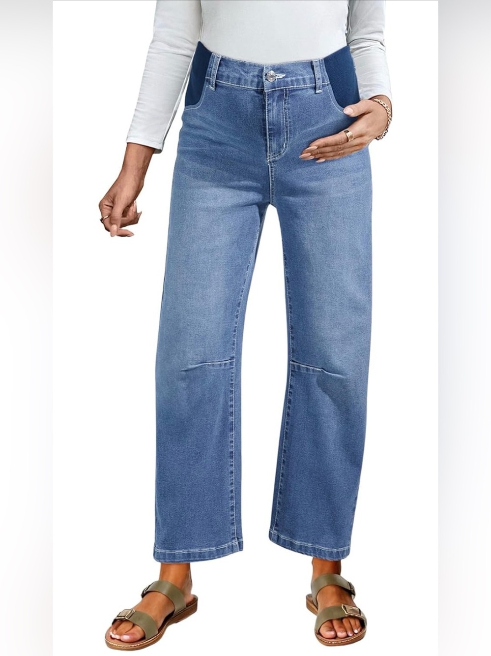 Blencot side panel barrel maternity jeans - M